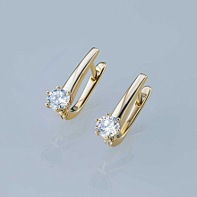 Серьги из желтого золота с бриллиантом