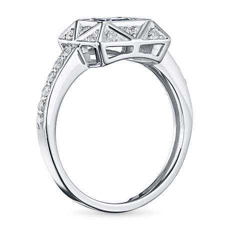 Кольцо из белого золота с бриллиантами и танзанитом