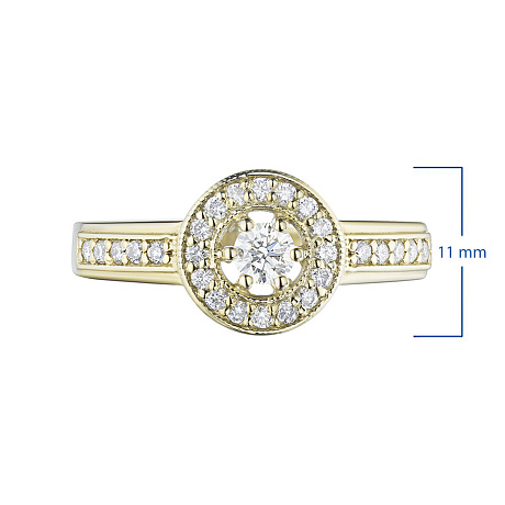 Классическое кольцо из желтого золота с бриллиантами