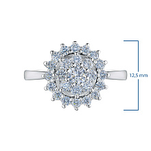 Классическое кольцо из белого золота c бриллиантами выращенными