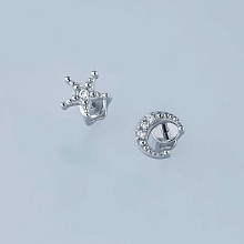 Пусеты из серебра c бриллиантами