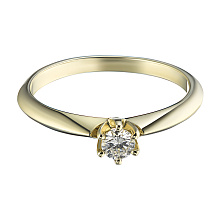 Помолвочное кольцо из желтого золота с бриллиантом