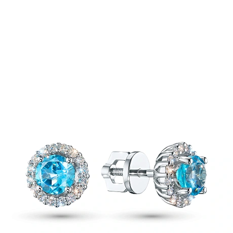 Пусеты из комбинированного золота с и топазами