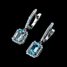 Серьги из комбинированного золота с и топазами и бриллиантами