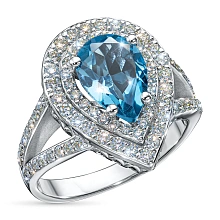 Кольцо из комбинированного золота с и топазом и бриллиантами