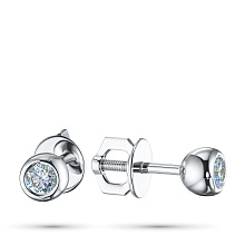 Пусеты из белого золота с бриллиантом