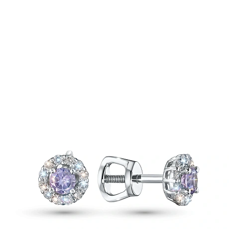 Пусеты из серебра с и танзанитами