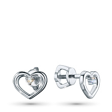 Пусеты из серебра с бриллиантом