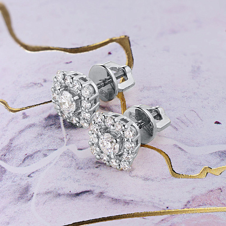 Пусеты из белого золота с бриллиантами