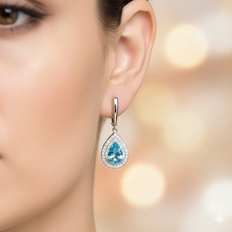 Серьги из комбинированного золота с и топазами