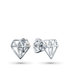 Пусеты из серебра с бриллиантом