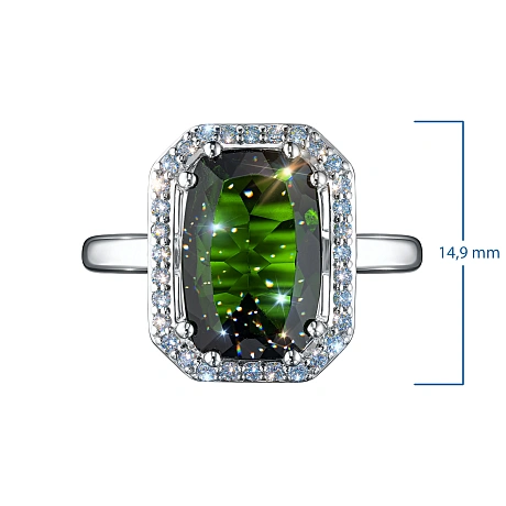 Кольцо из комбинированного золота с и хромдиопсидом