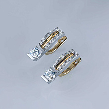 Серьги из комбинированного золота c бриллиантами