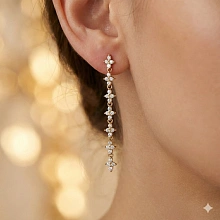 Пусеты из желтого золота c бриллиантами