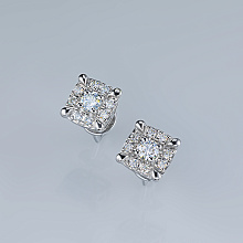 Пусеты из белого золота c бриллиантами