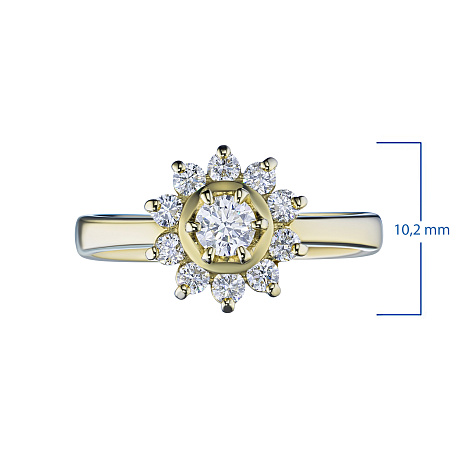 Классическое кольцо из желтого золота с бриллиантами