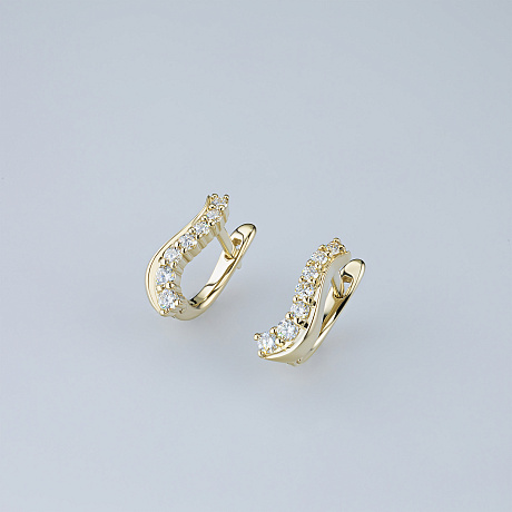 Серьги из желтого золота с бриллиантами