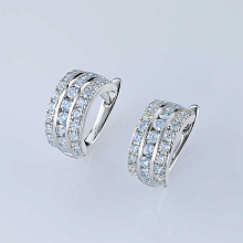 Серьги из серебра c бриллиантами