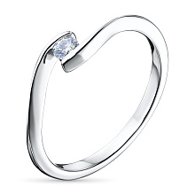 Обручальное кольцо из серебра с бриллиантом