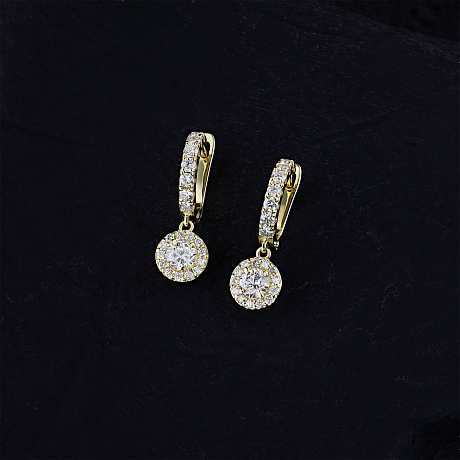 Серьги из желтого золота с бриллиантами