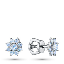 Пусеты из серебра c бриллиантами