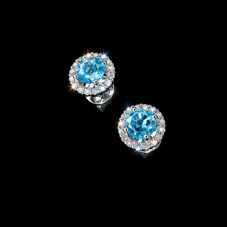 Пусеты из комбинированного золота с и топазами