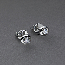 Пусеты из серебра с бриллиантами