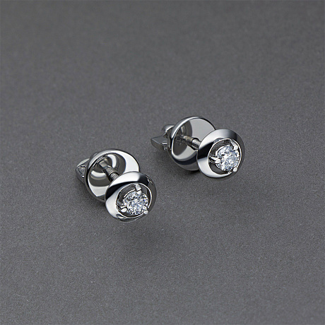 Пусеты из серебра с бриллиантами