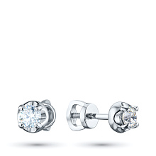 Пусеты из белого золота с бриллиантом