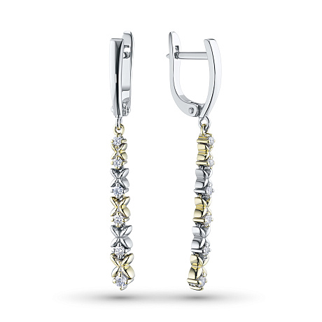 Серьги из комбинированного золота с бриллиантами