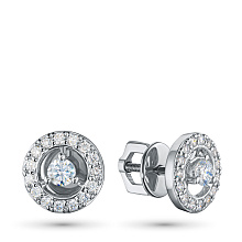 Пусеты из серебра c бриллиантами