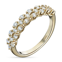 Классическое кольцо из желтого золота c бриллиантами выращенными