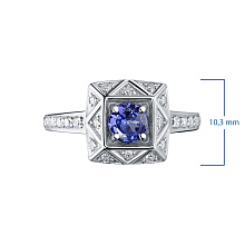 Кольцо из белого золота с бриллиантами и танзанитом