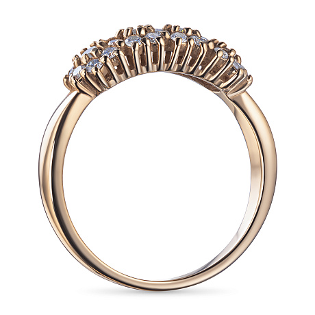 Классическое кольцо из красного золота с бриллиантами