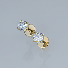 Пусеты из желтого золота с бриллиантом