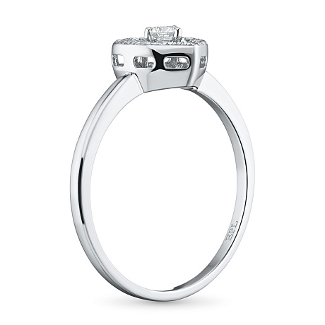 Классическое кольцо из белого золота с бриллиантами