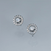 Пусеты из серебра c бриллиантами