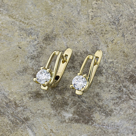 Серьги из желтого золота с бриллиантами