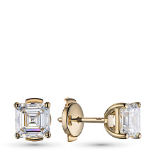 Пусеты из желтого золота с бриллиантом