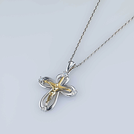 Подвеска из комбинированного золота с бриллиантами