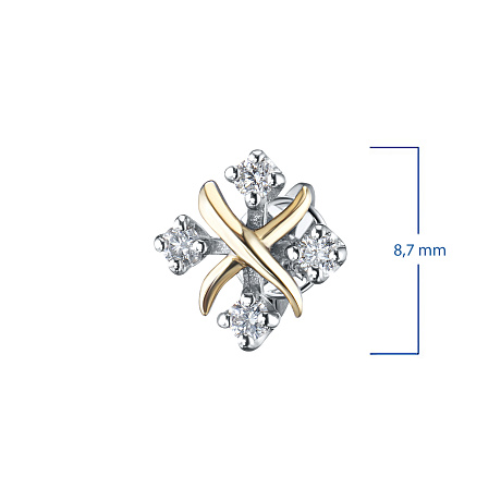 Пусеты из комбинированного золота с бриллиантами