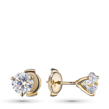 Пусеты из желтого золота с бриллиантом