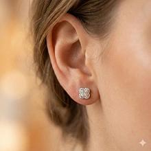 Пусеты из серебра c бриллиантами выращенными