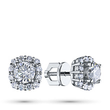 Пусеты из белого золота c бриллиантами