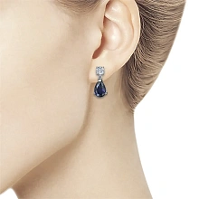 Пусеты из комбинированного золота с и сапфирами и бриллиантами