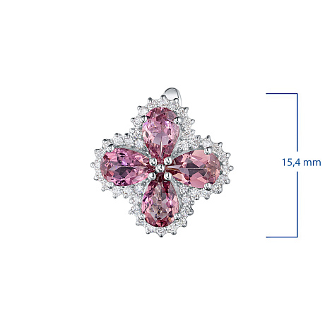 Серьги из белого золота с бриллиантами и турмалинами