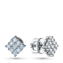 Пусеты из серебра c бриллиантами