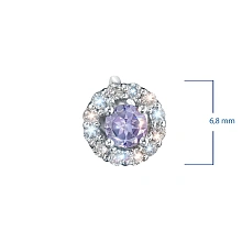 Пусеты из серебра с и танзанитами и бриллиантами