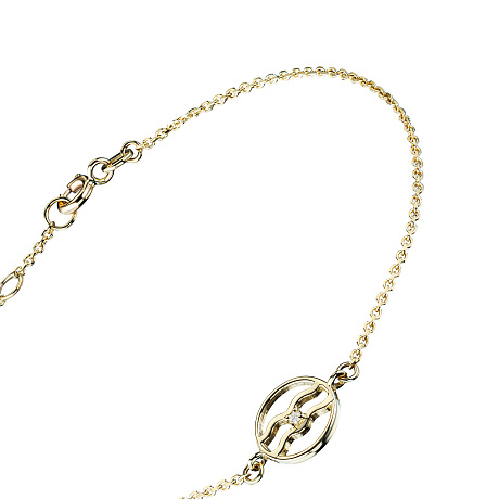 Браслет водолей из желтого золота с бриллиантом