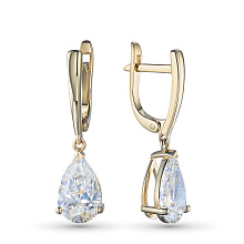 Серьги из желтого золота с бриллиантом